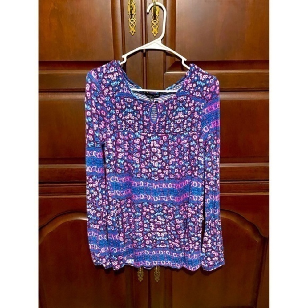 Ladies Smocked Babydoll Long Sleeve Tunic Blouse Top